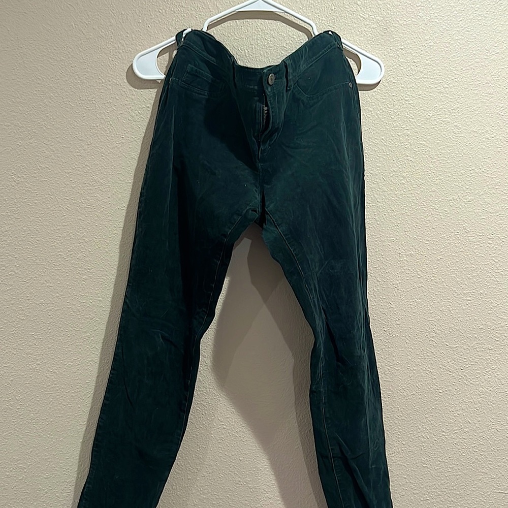 Dark green corduroy pants from Anthropologie.